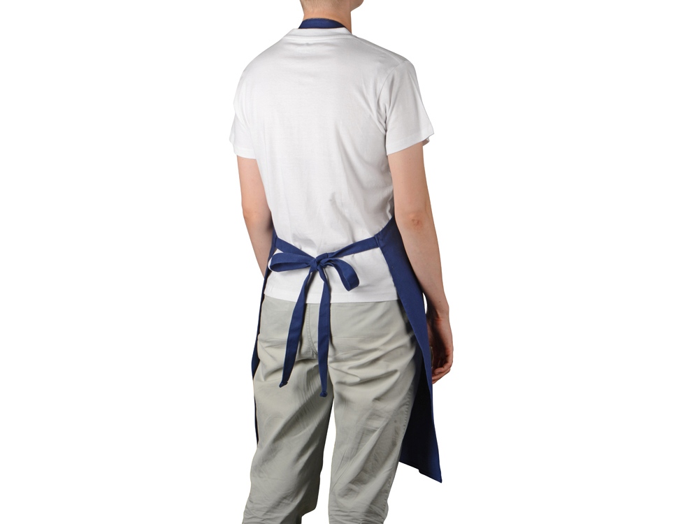 Хлопковый фартук Delight с карманом и регулируемыми завязками, синий нэйви-3