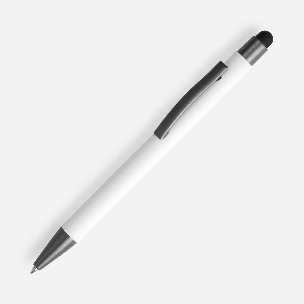 Ручка шариковая Atento Soft Touch со стилусом, белая-1