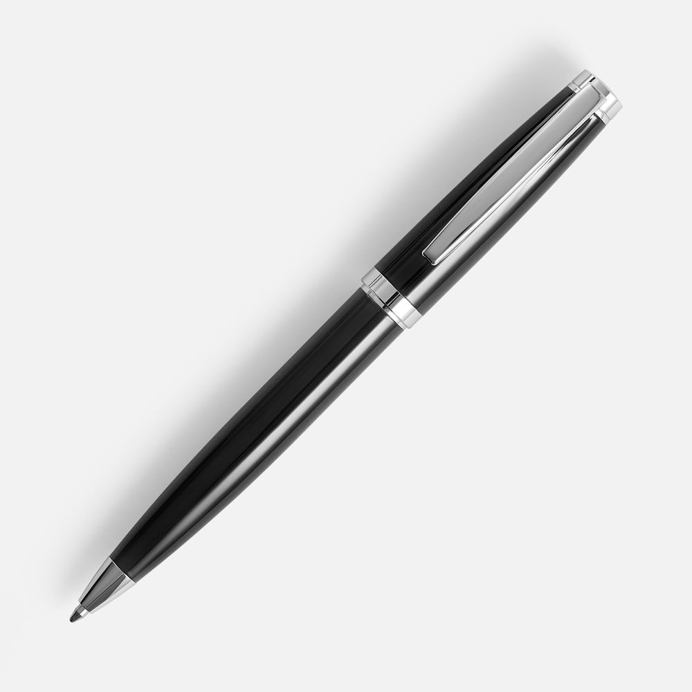 Ручка шариковая Letra Chrome, глянцевая, черная-1