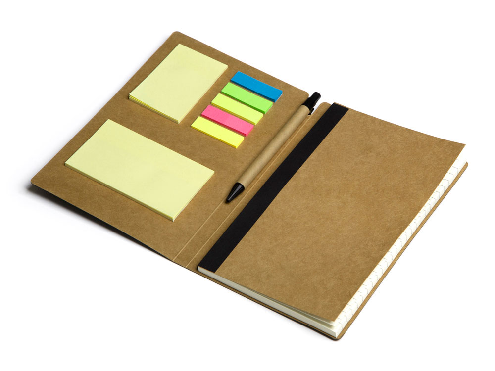 Блокнот с ручкой и набором стикеров А5 Write and stick, черный-1