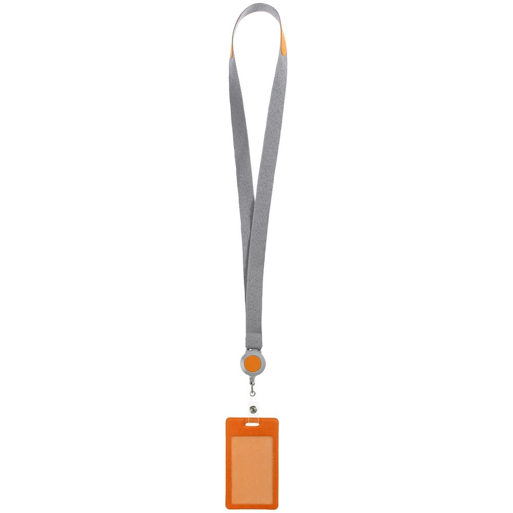 Чехол для пропуска с лентой и ретрактором Devon, оранжевый-2