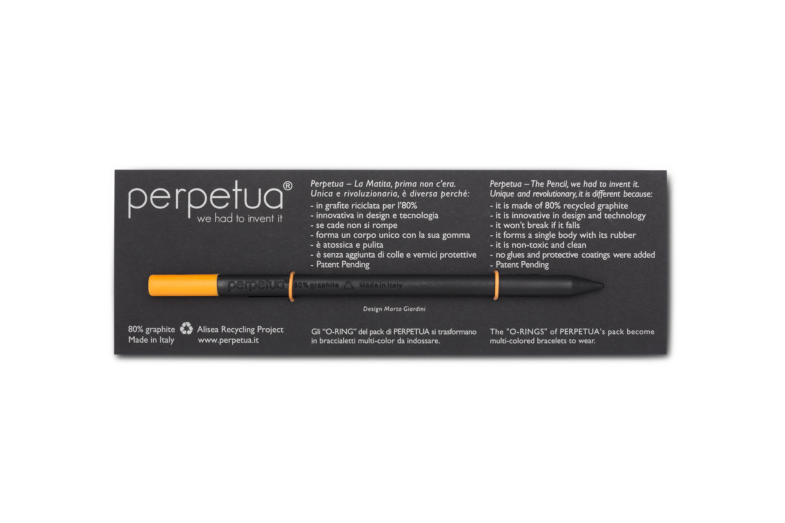 Карандаш графитовый Perpetua с оранжевым ластиком-0