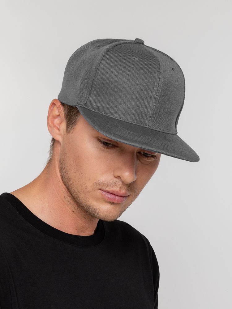 Бейсболка Snapback с прямым козырьком, серая-4