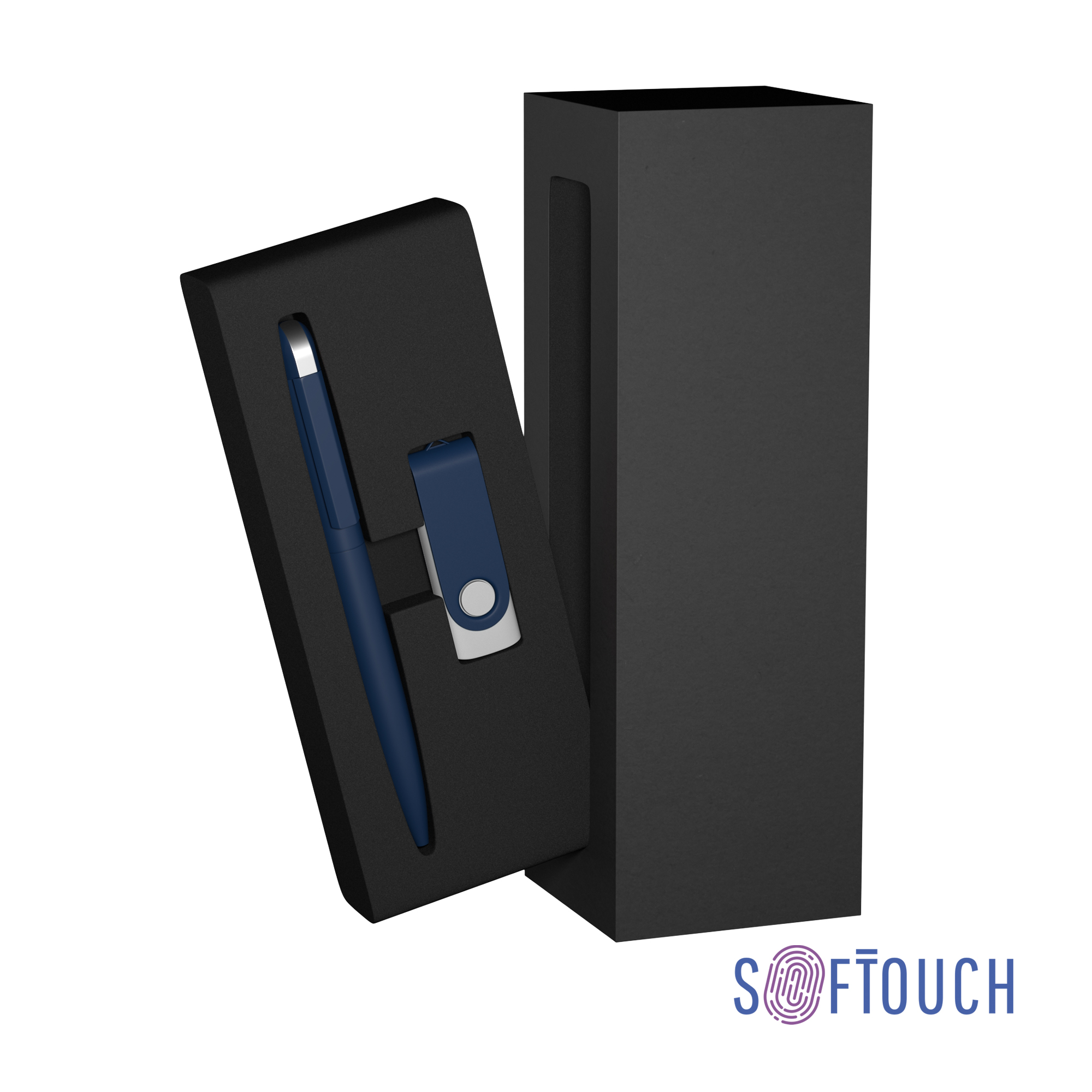 Набор ручка + флеш-карта 16 Гб в футляре, покрытие soft touch-0