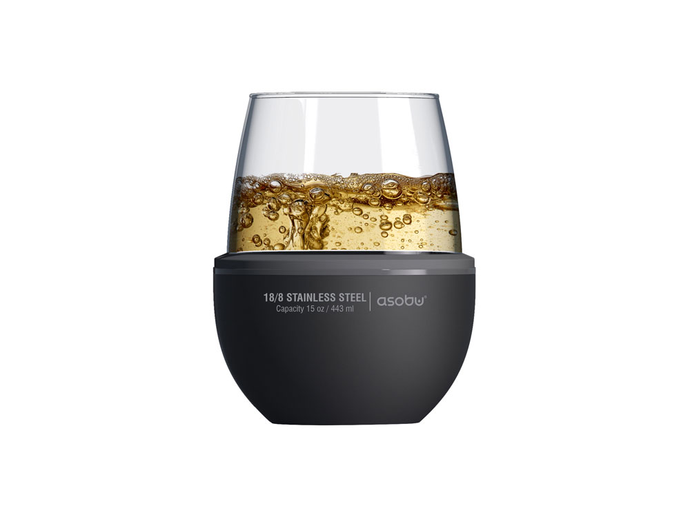 Тумблер для вина WINE KUZIE, черный-0