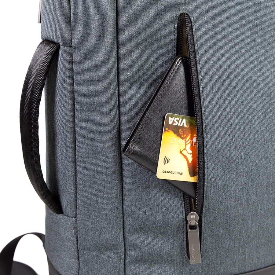 Рюкзак-сумка HEMMING c RFID защитой, темно-серый, черный-9