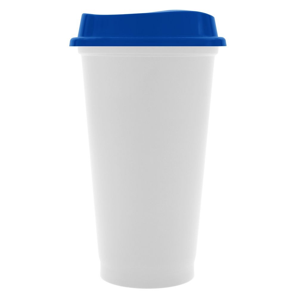 Стакан с крышкой Color Cap White, белый с синим-0