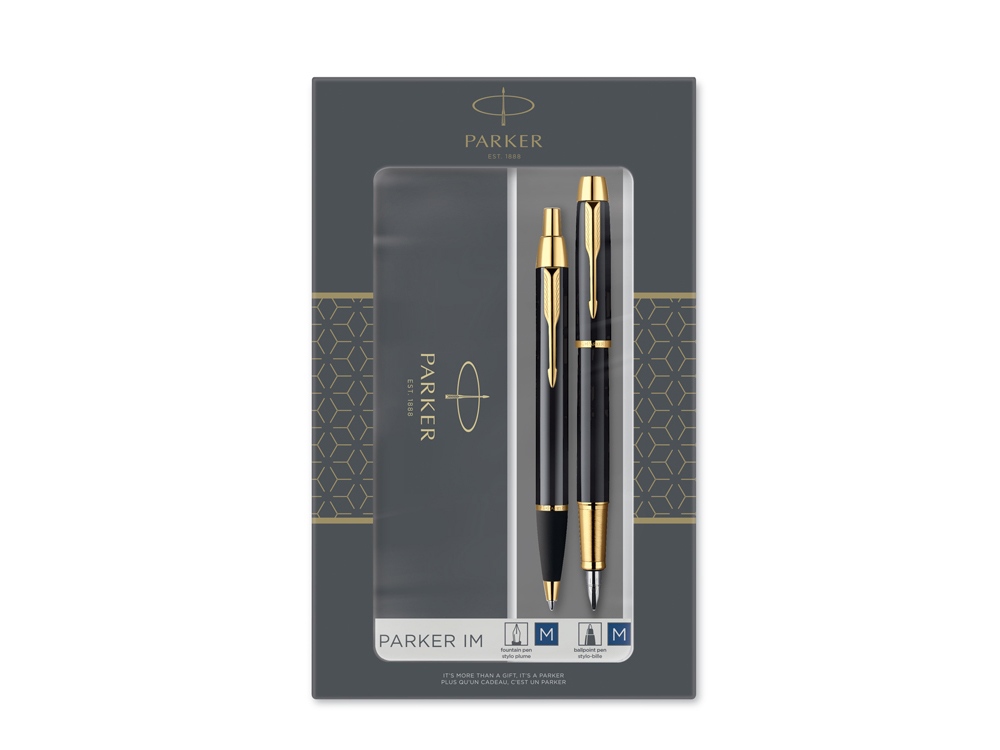 Набор Parker IM Core Black GT: ручка шариковая, ручка перьевая-0