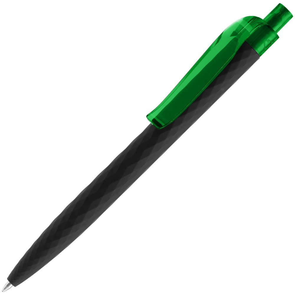 Ручка шариковая Prodir QS01 PRT-T Soft Touch, черная с зеленым-0