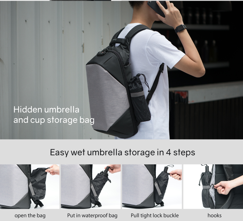Рюкзак ClickPack 46х34х16 см, черный/серый-12