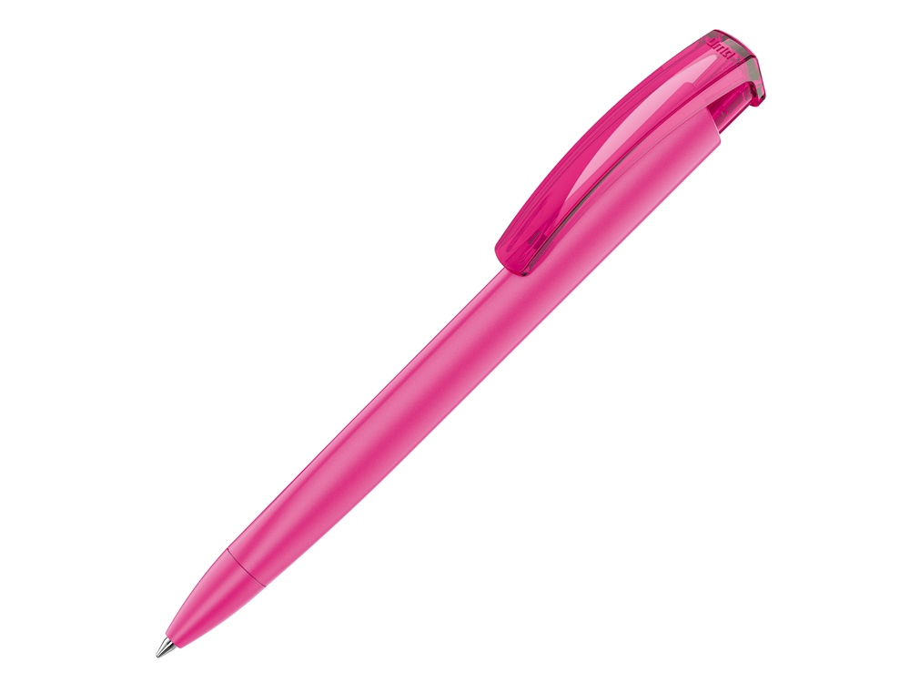 Ручка шариковая трехгранная UMA TRINITY K transparent GUM, soft-touch, розовый-0