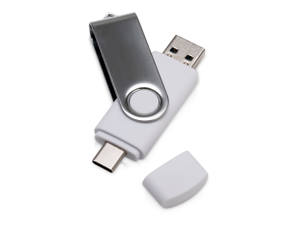 USB3.0/USB Type-C флешка на 32 Гб Квебек C, белый-0