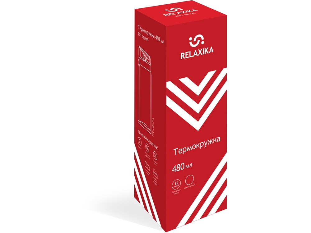 Термокружка Relaxika 701 (0,48 литра), красная (без лого)-17