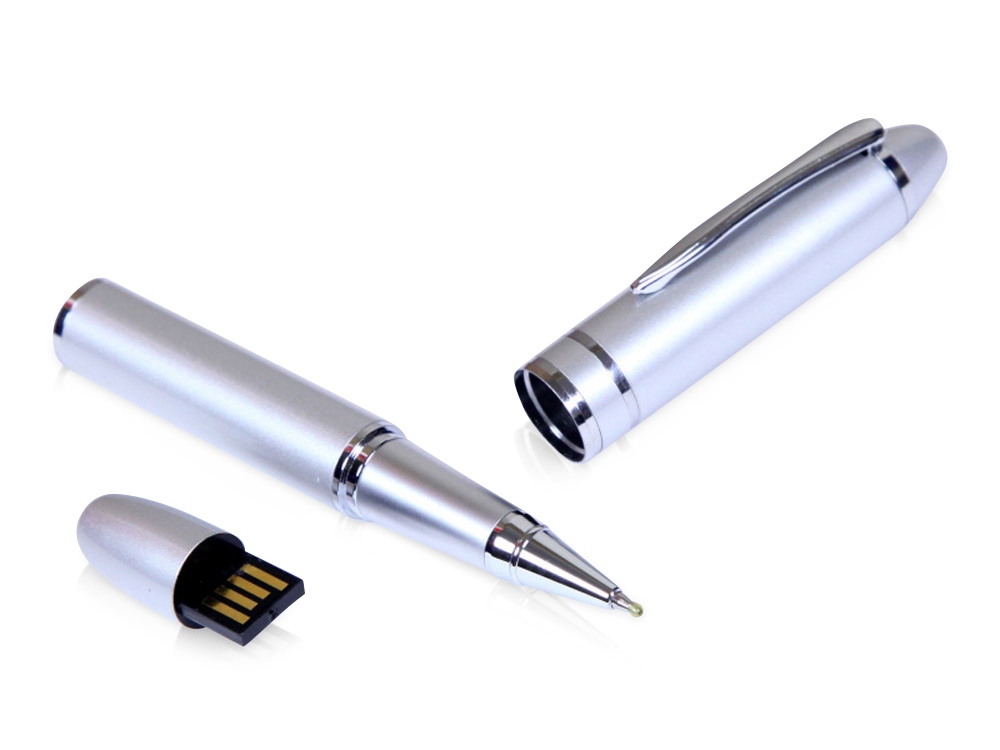 USB-флешка на 16 Гб в виде ручки с мини чипом, серебро-0
