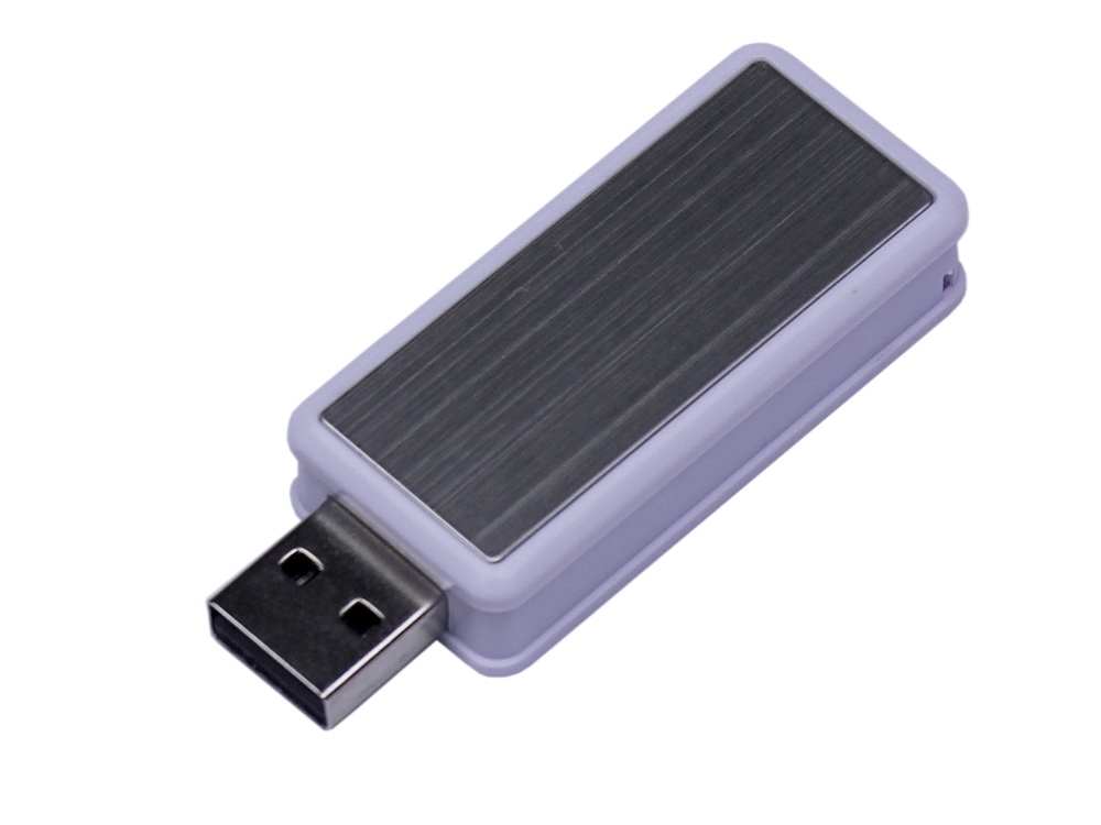 USB-флешка промо на 32 Гб прямоугольной формы, выдвижной механизм, белый-0