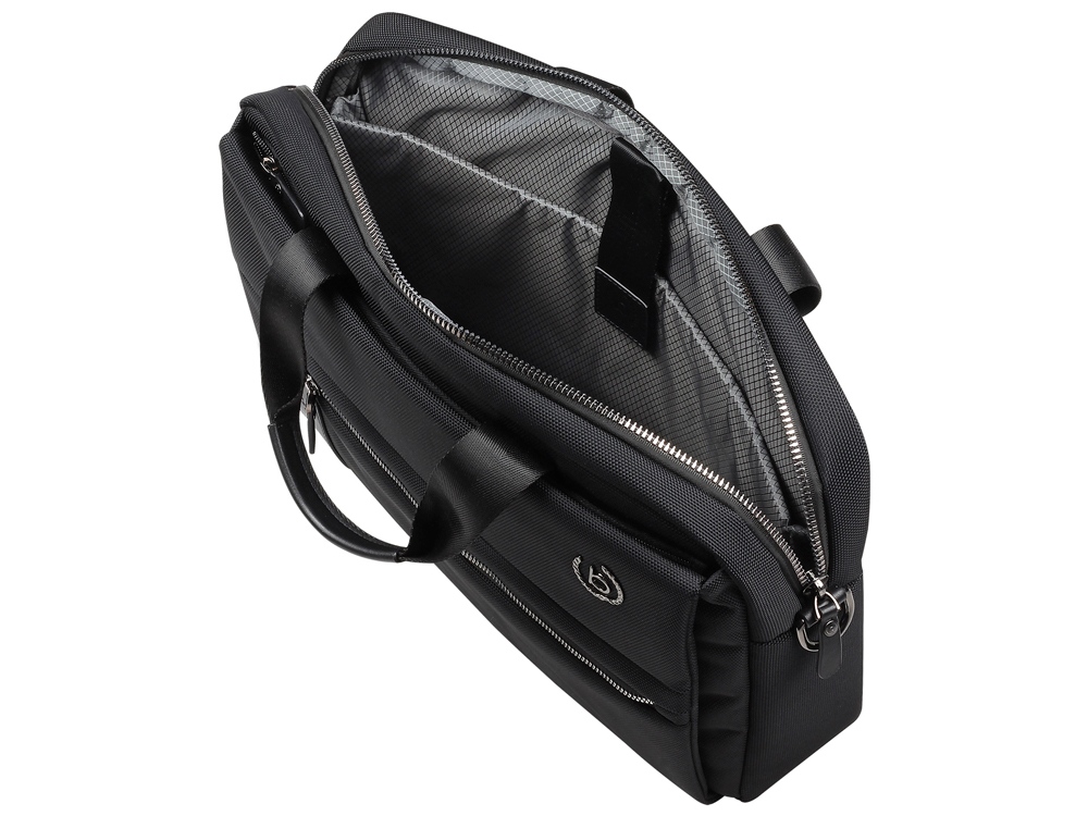 Портфель мужской BUGATTI НЕРО | NERO 15'', чёрный, нейлон 1680D/кожа, 42х10х30 см-2