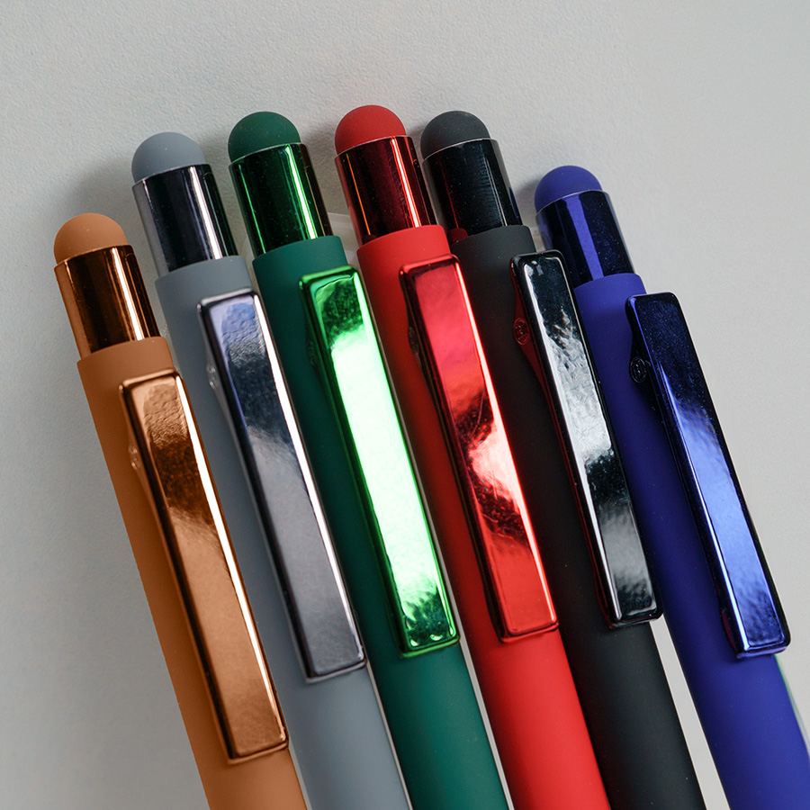 Ручка шариковая FACTOR COLOR со стилусом, красный-5