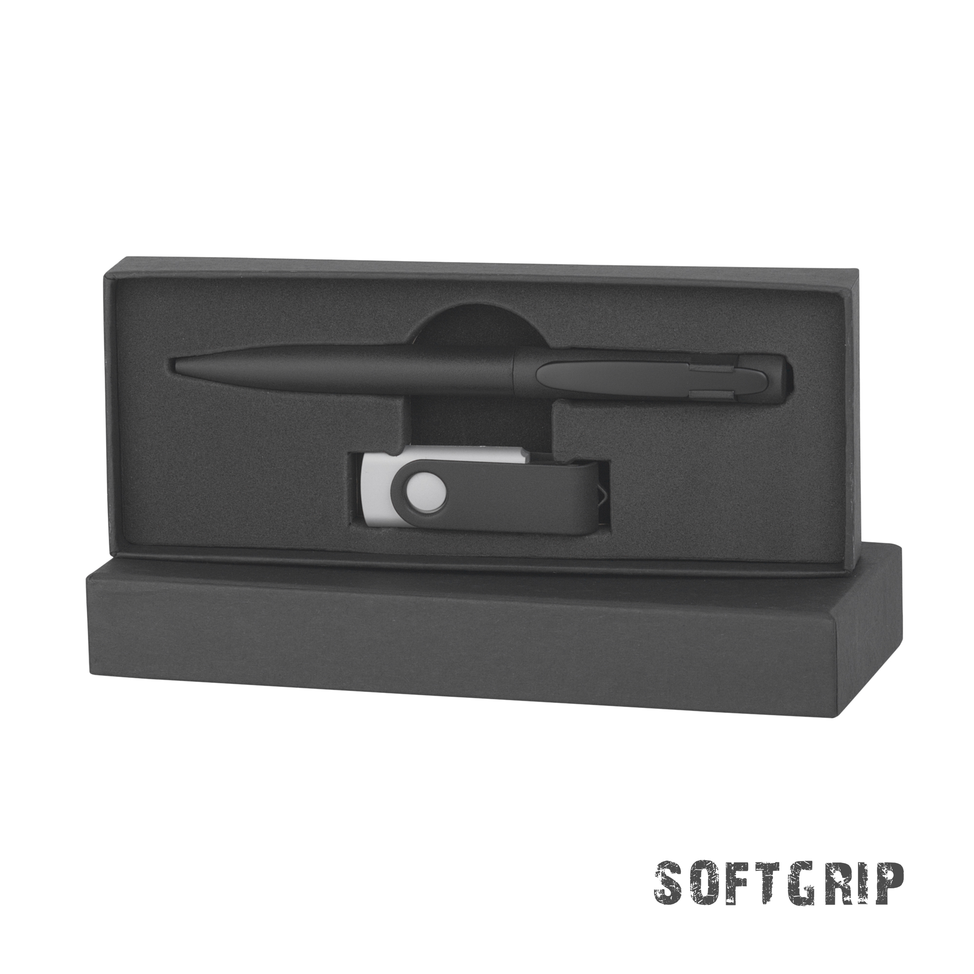Набор ручка + флеш-карта 16 Гб в футляре, покрытие softgrip-0