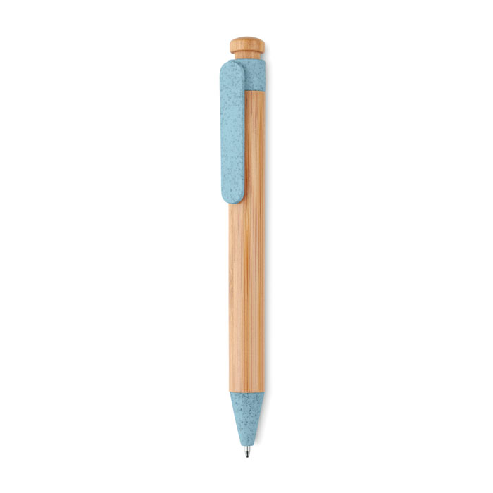 Ручка шариковая из бамбука, синий-4