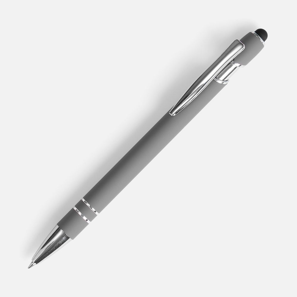 Ручка шариковая Pointer Soft Touch со стилусом, серая-1