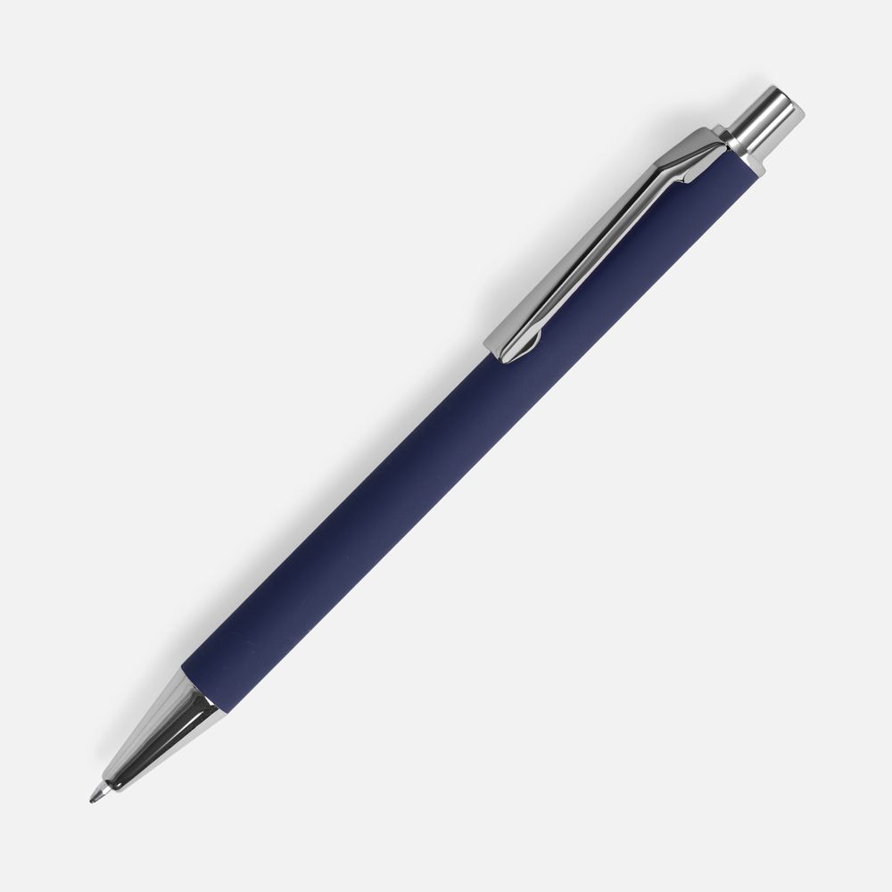 Ручка шариковая Lobby Soft Touch Chrome, синяя-0