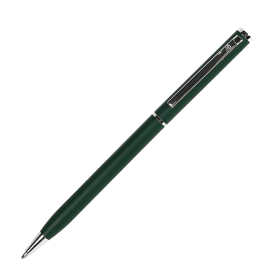 Ручка шариковая SLIM, зеленый, серебристый-0