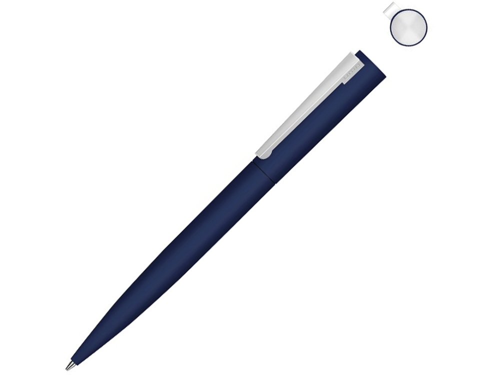 Металлическая шариковая ручка soft touch Brush gum, темно-синий-0