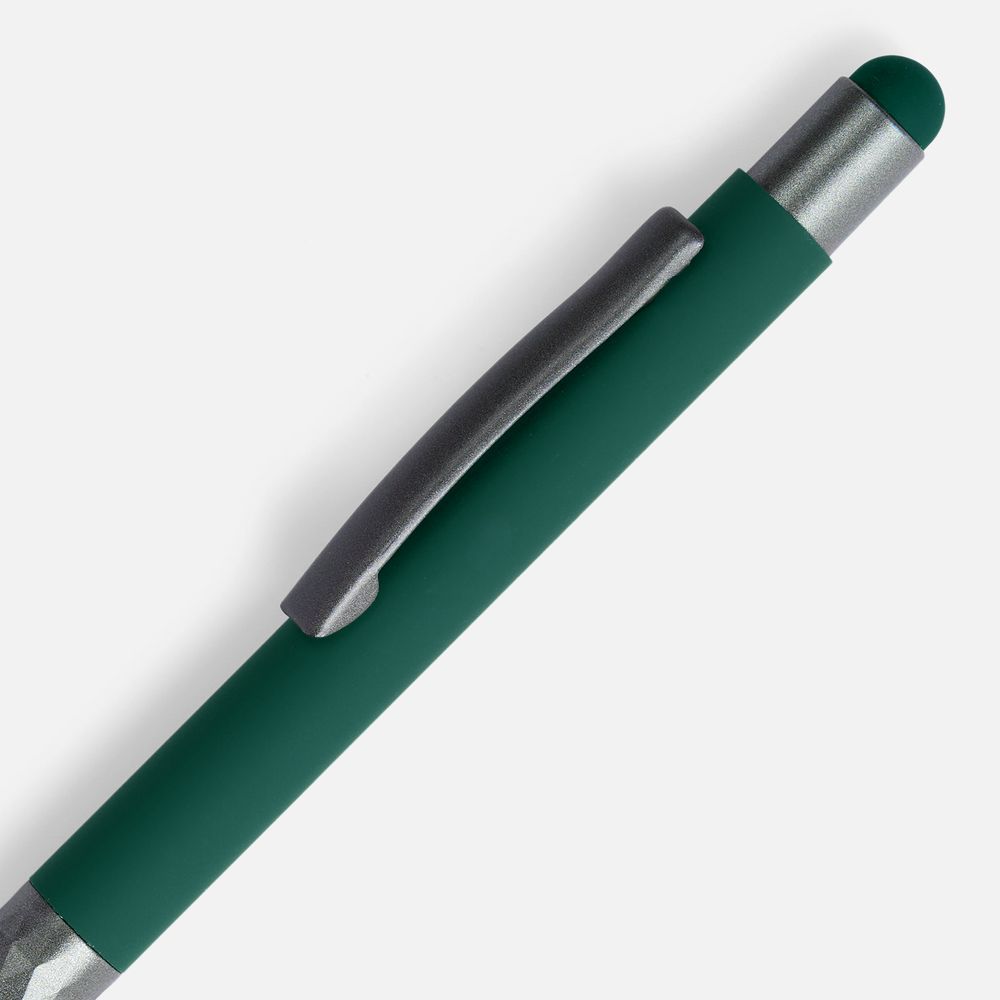 Ручка шариковая Digit Soft Touch со стилусом, зеленая-2