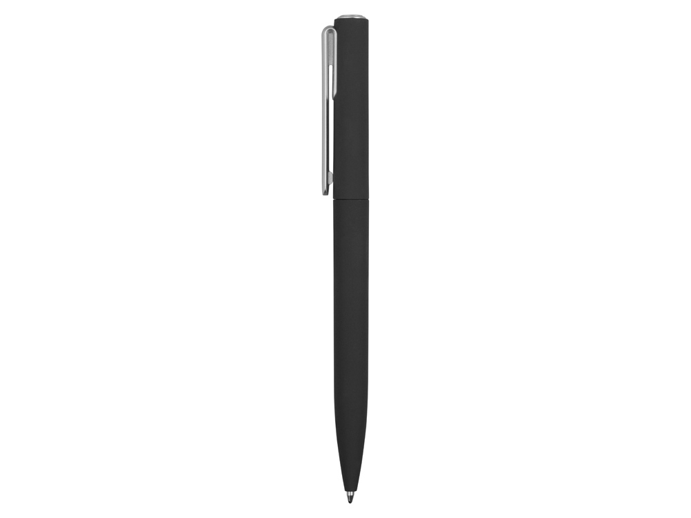 Ручка шариковая пластиковая Bon с покрытием soft touch, черный-2