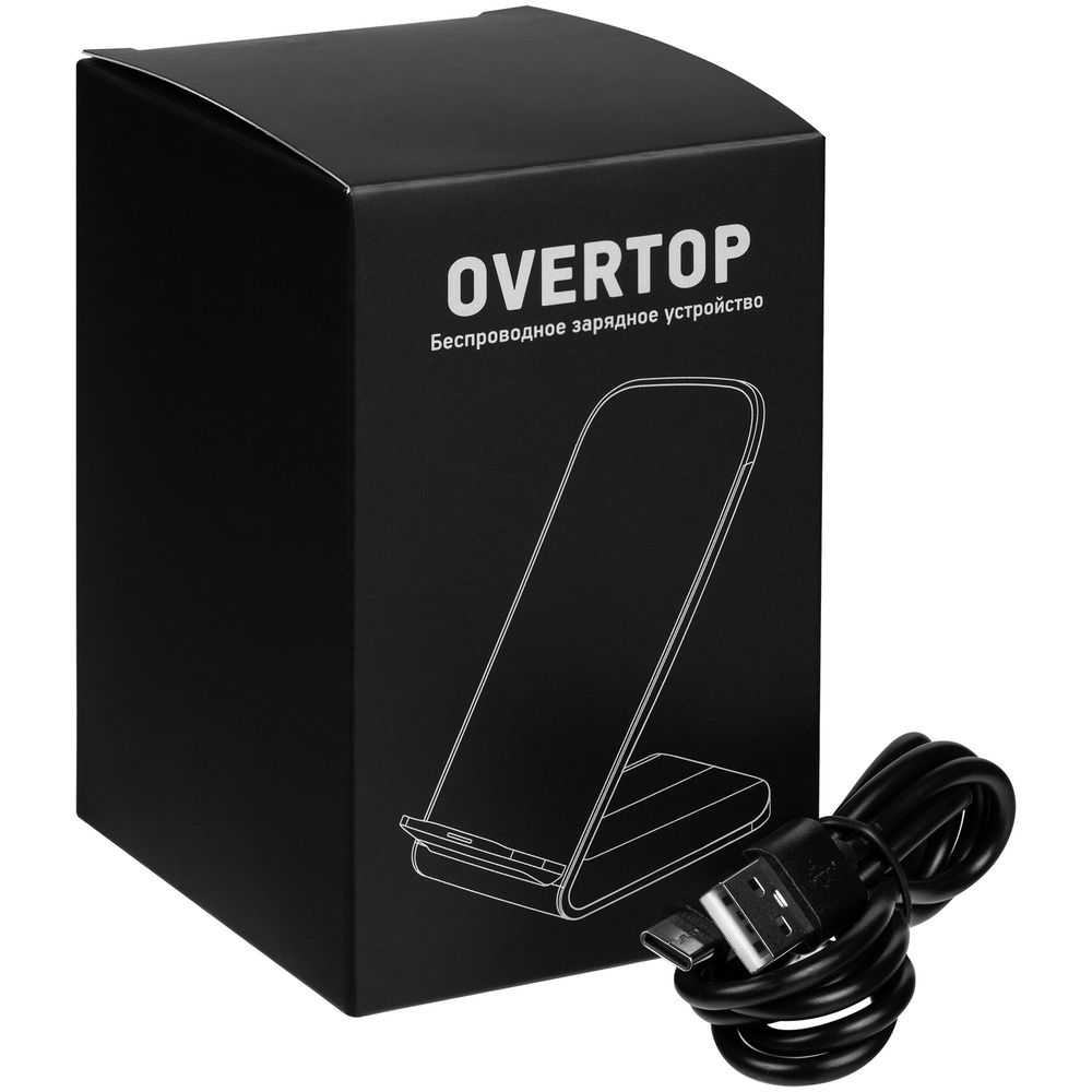 Беспроводное зарядное устройство с быстрой зарядкой Overtop, черное-4