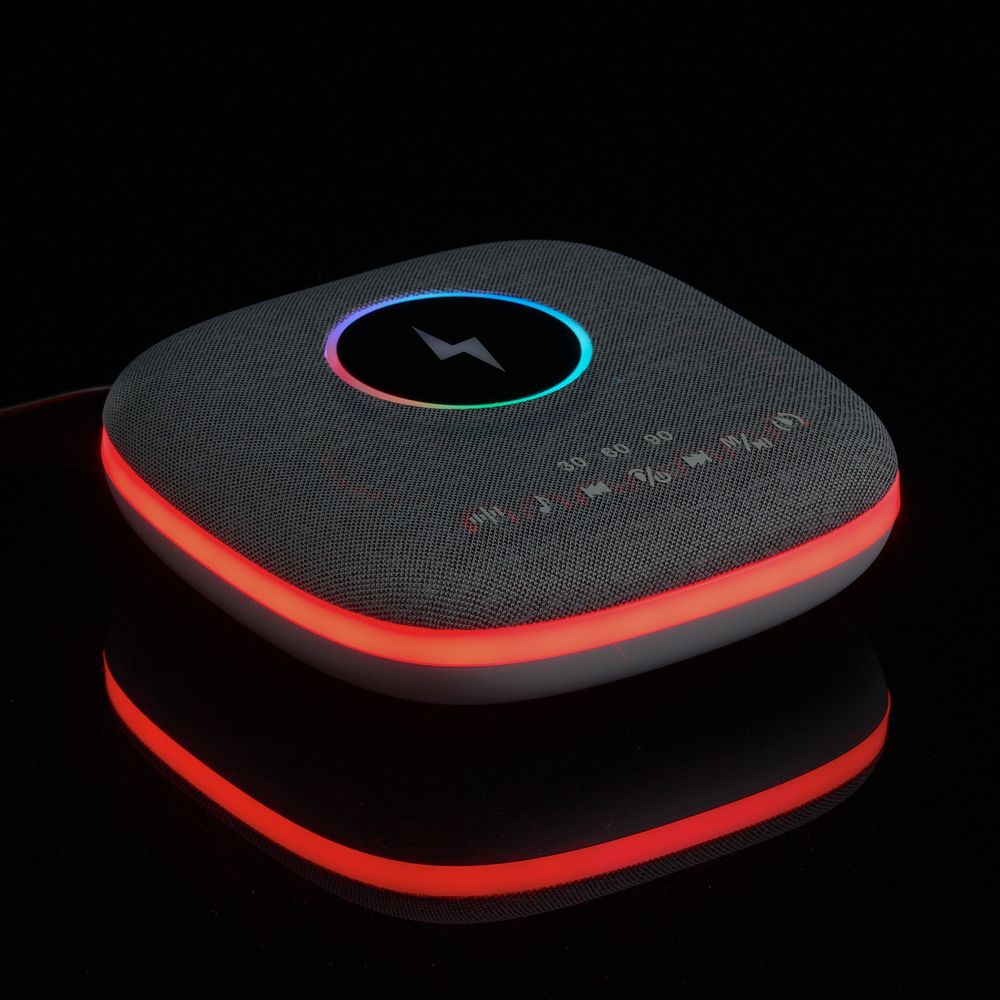 Bluetooth-колонка с беспроводной зарядкой и подсветкой Terrafonic, серая-6