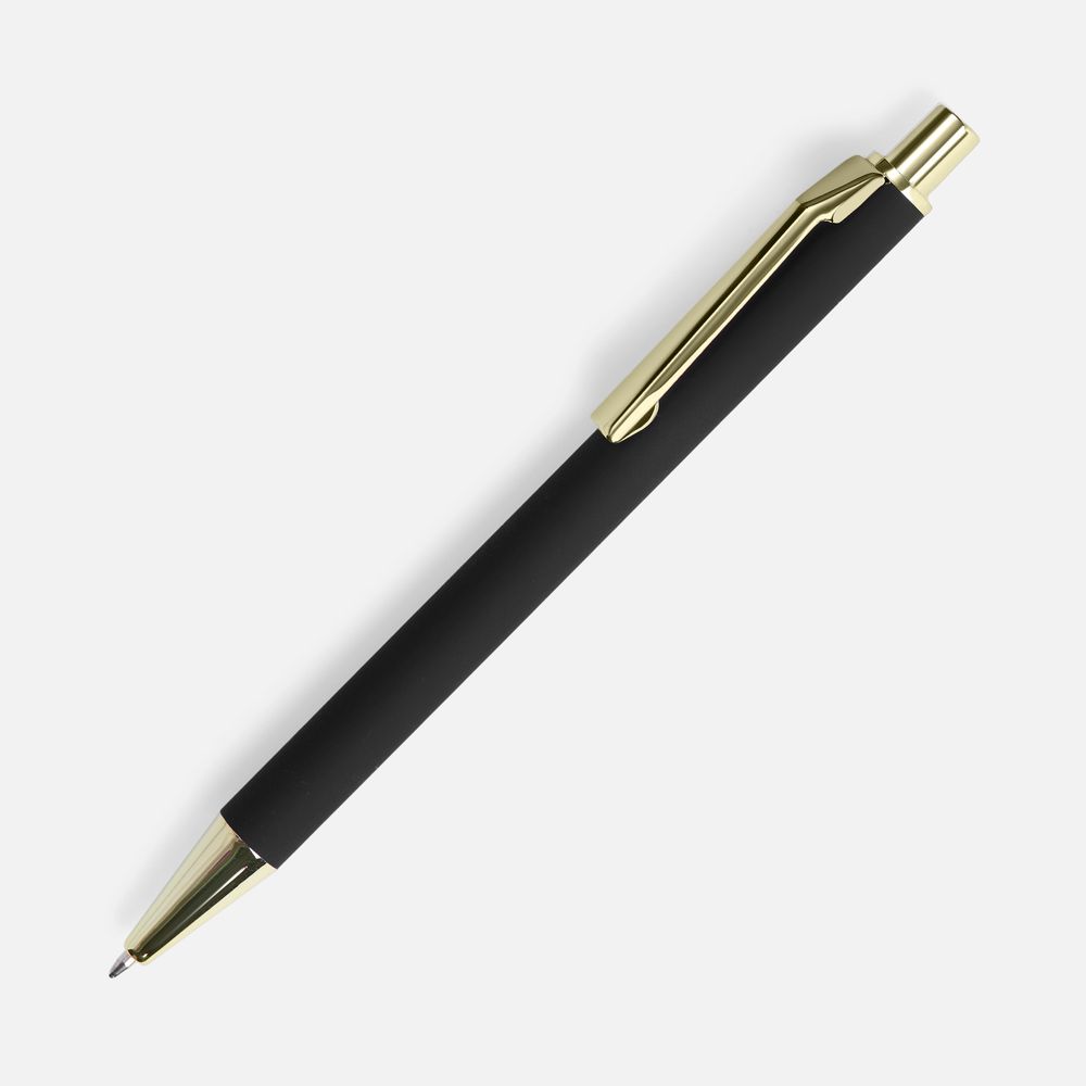 Ручка шариковая Lobby Soft Touch Gold, черная-0