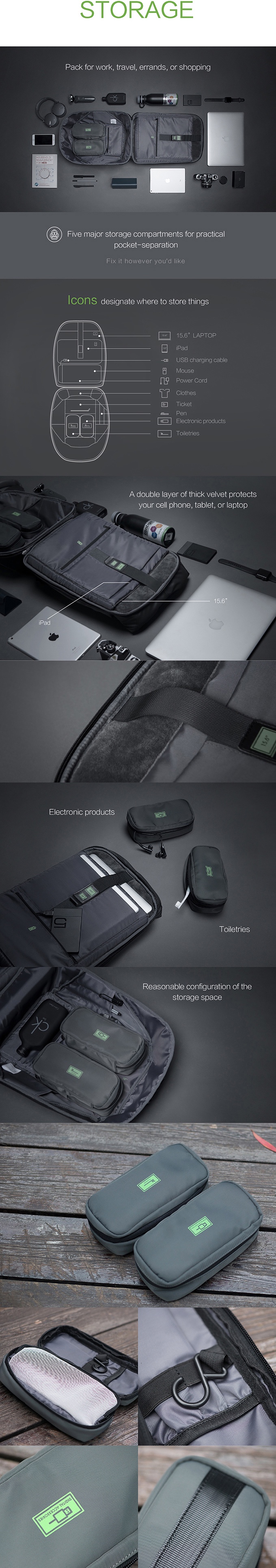 Рюкзак ClickPack Pro 46х34х16 см, комбинированный черный/серый-21