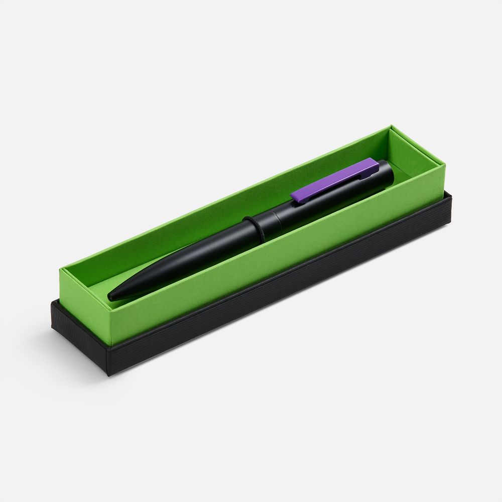Ручка шариковая Inkolor в футляре, черная с фиолетовым-0