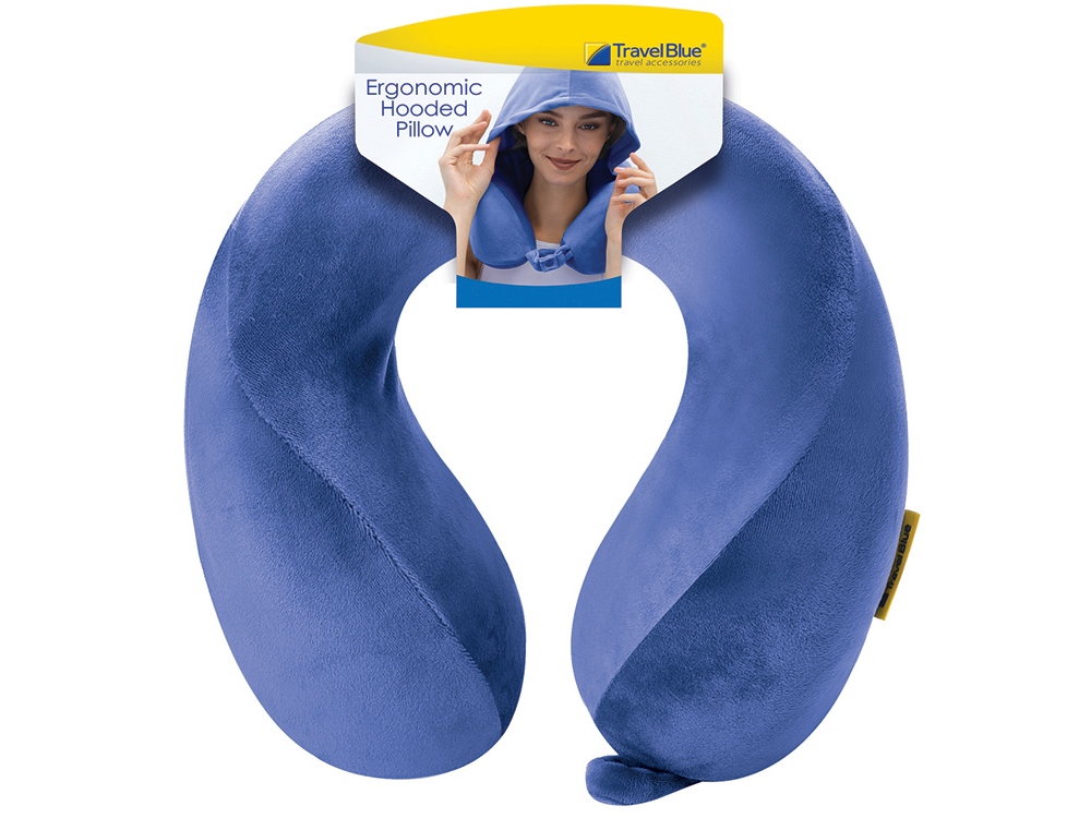 Подушка для путешествий с эффектом памяти, с капюшоном Hooded Tranquility Pillow, синий-1
