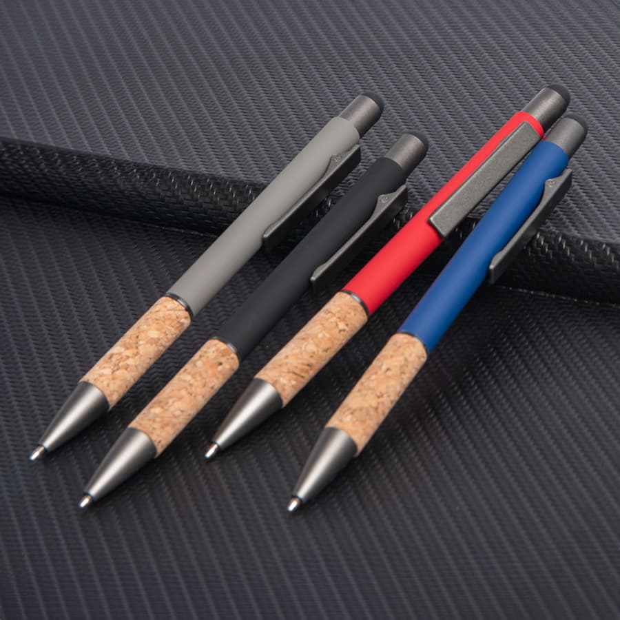 Ручка шариковая FACTOR GRIP со стилусом, синий, серый-7