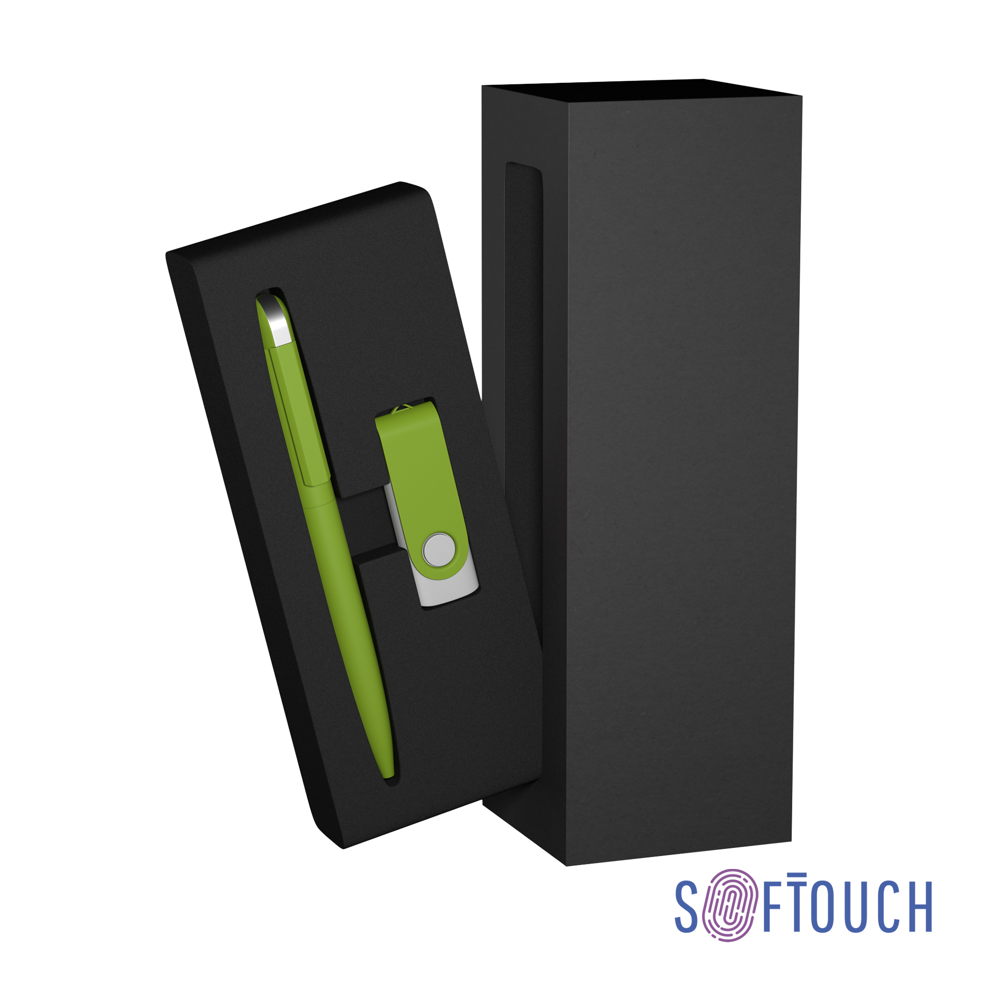 Набор ручка + флеш-карта 16 Гб в футляре, покрытие soft touch-0