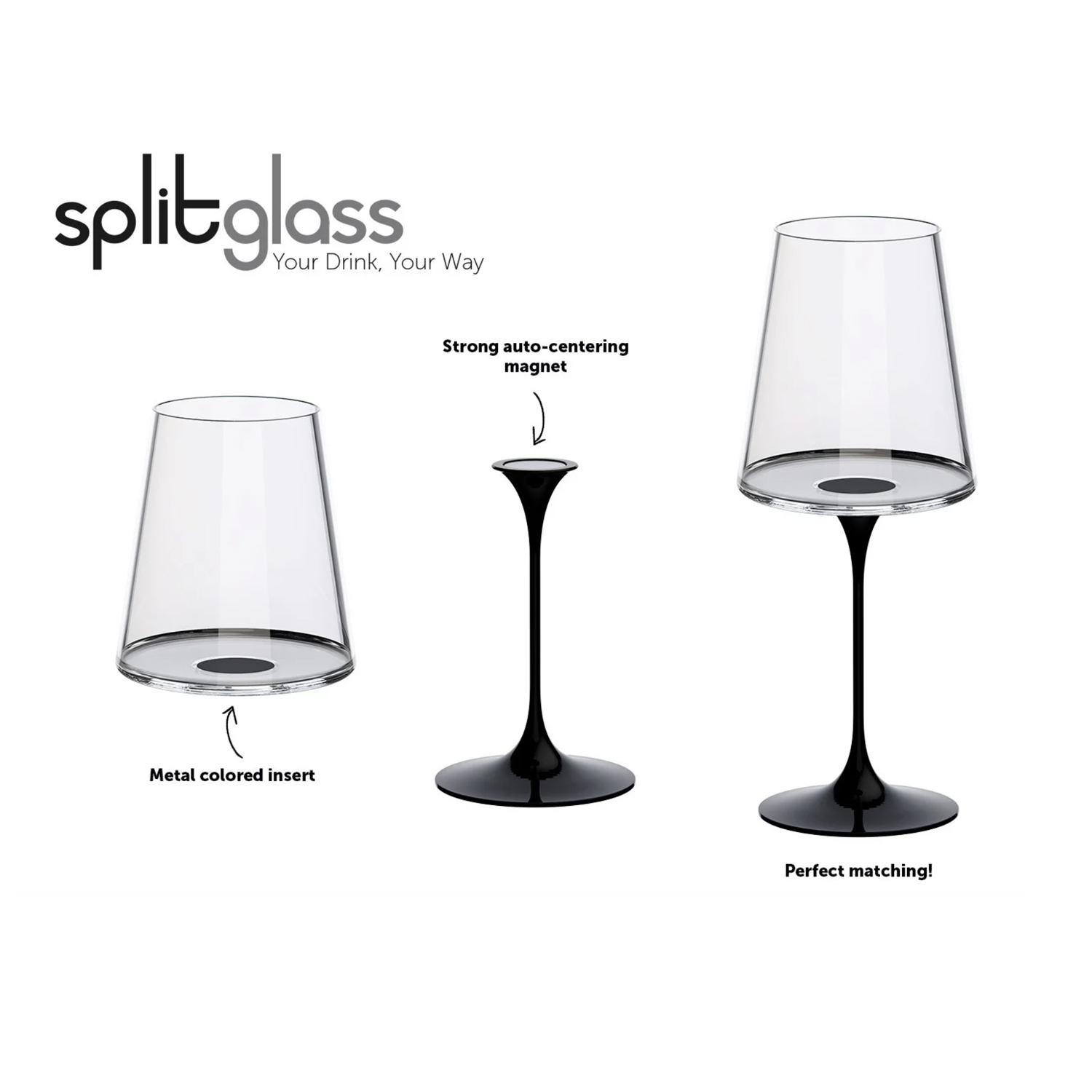 Хрустальный бокал для красного вина на магните Trebonn SplitGlass, 2 шт, 450 мл-3