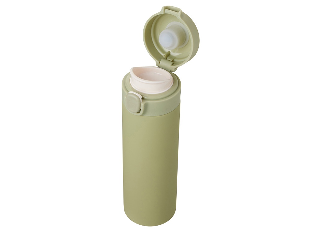 Вакуумная термокружка Waterline c кнопкой Guard, 400 мл, тубус, оливковый-4