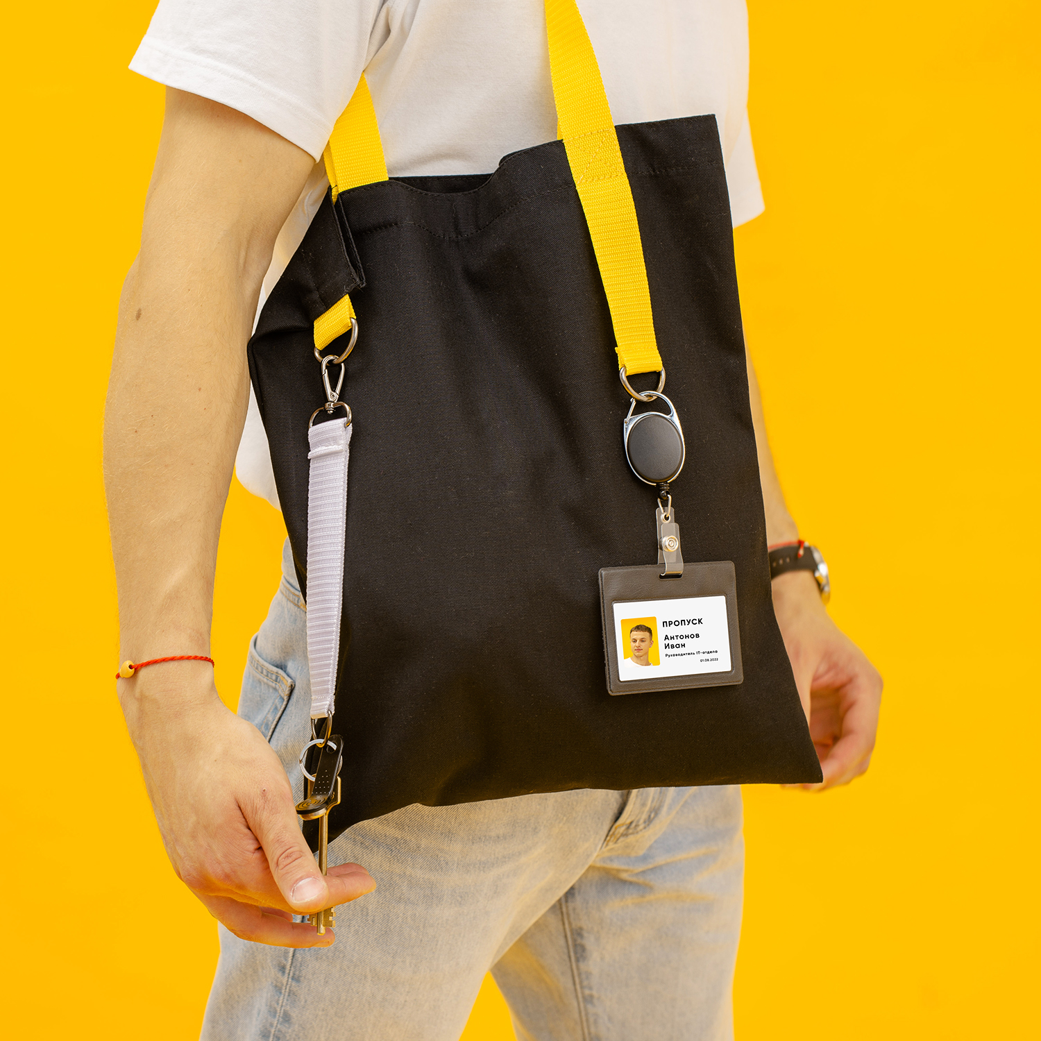 Шоппер Superbag black (чёрный с жёлтым)-7