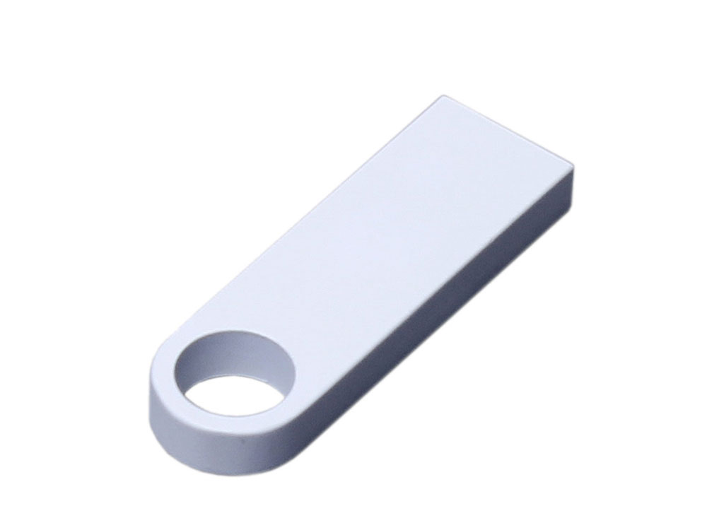 USB 2.0-флешка на 512 Мбайт  с мини чипом и круглым отверстием, белый-0