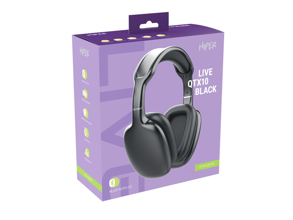 HIPER Наушники накладные Bluetooth HIPER Live черный HTW-QTX10-3