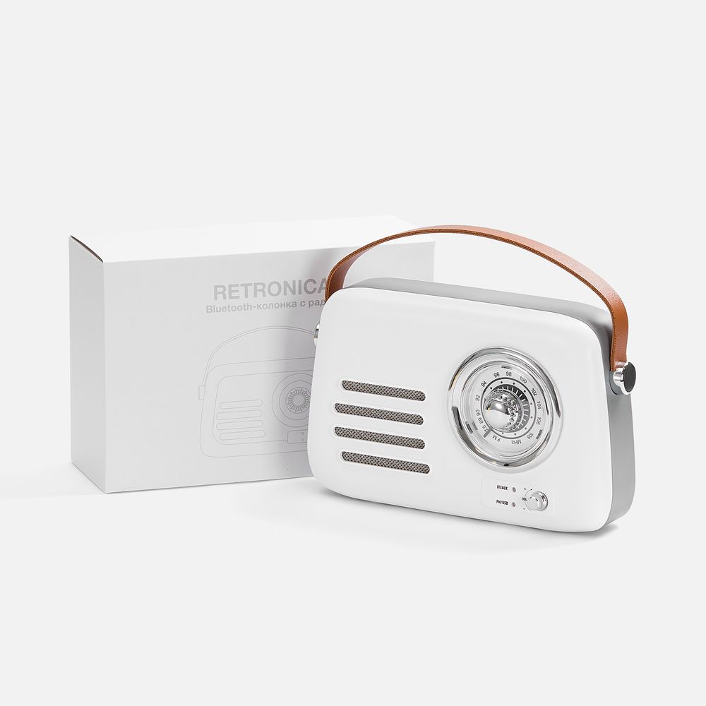 Bluetooth-колонка с радио Retronica, белая-3