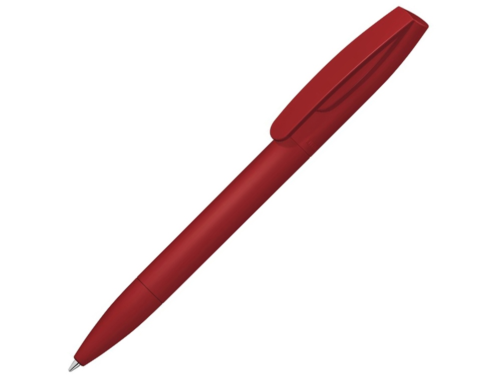 Шариковая ручка Coral Gum  с прорезиненным soft-touch корпусом и клипом., красный-0