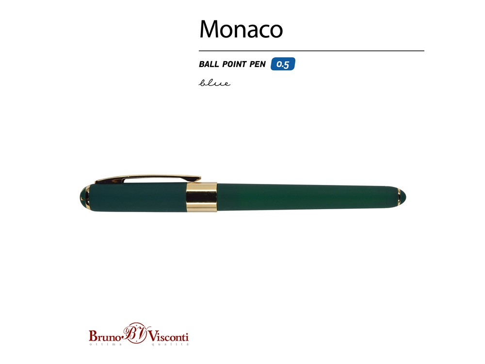 Ручка пластиковая шариковая Monaco, 0,5мм, синие чернила, зеленый-1