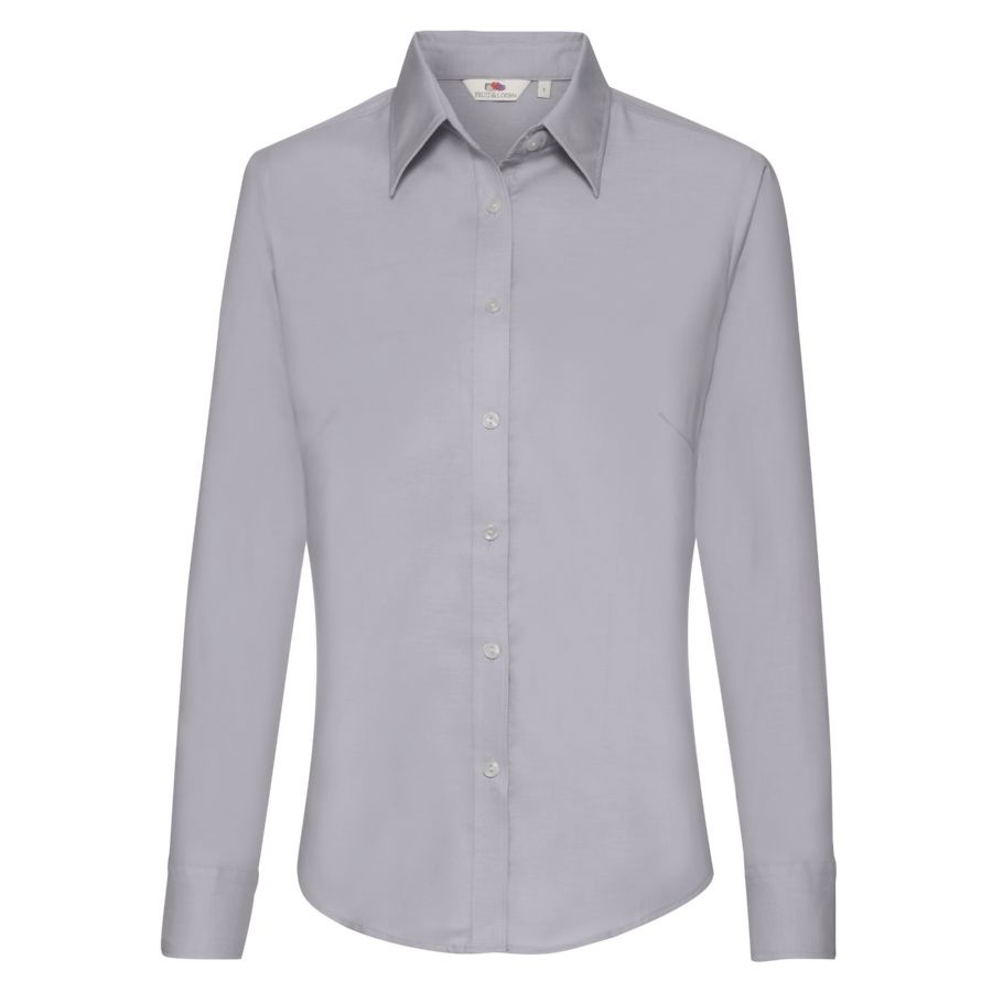 Рубашка женская LONG SLEEVE OXFORD SHIRT LADY-FIT 135, серый-0