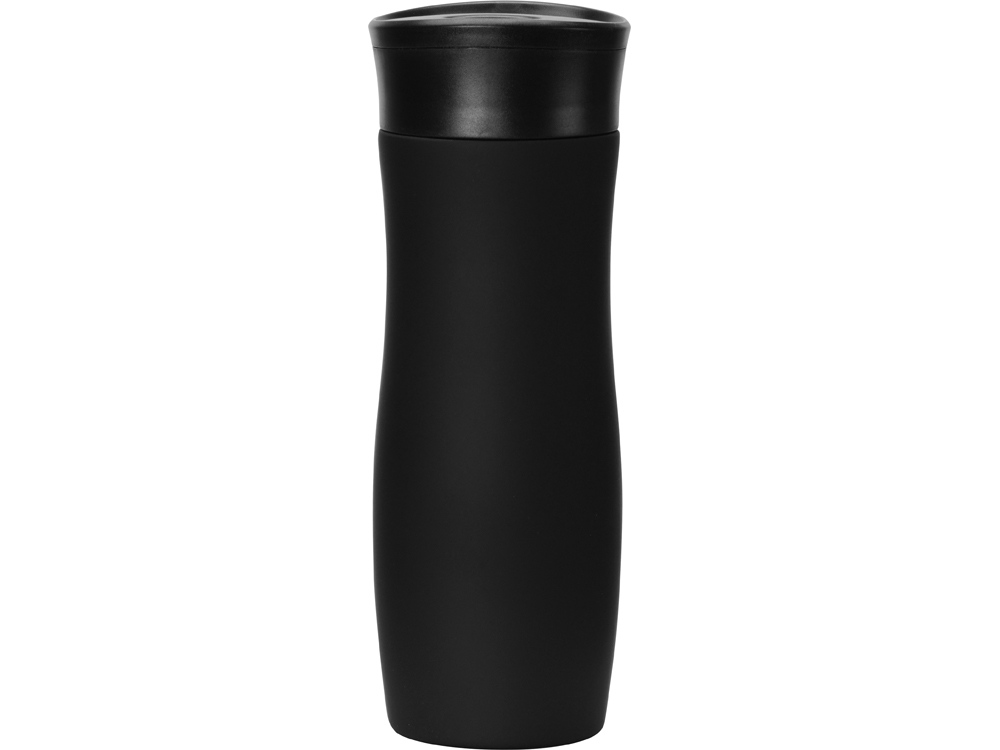 Вакуумная термокружка с кнопкой Streamline, Waterline, soft-touch, тубус, черный-3