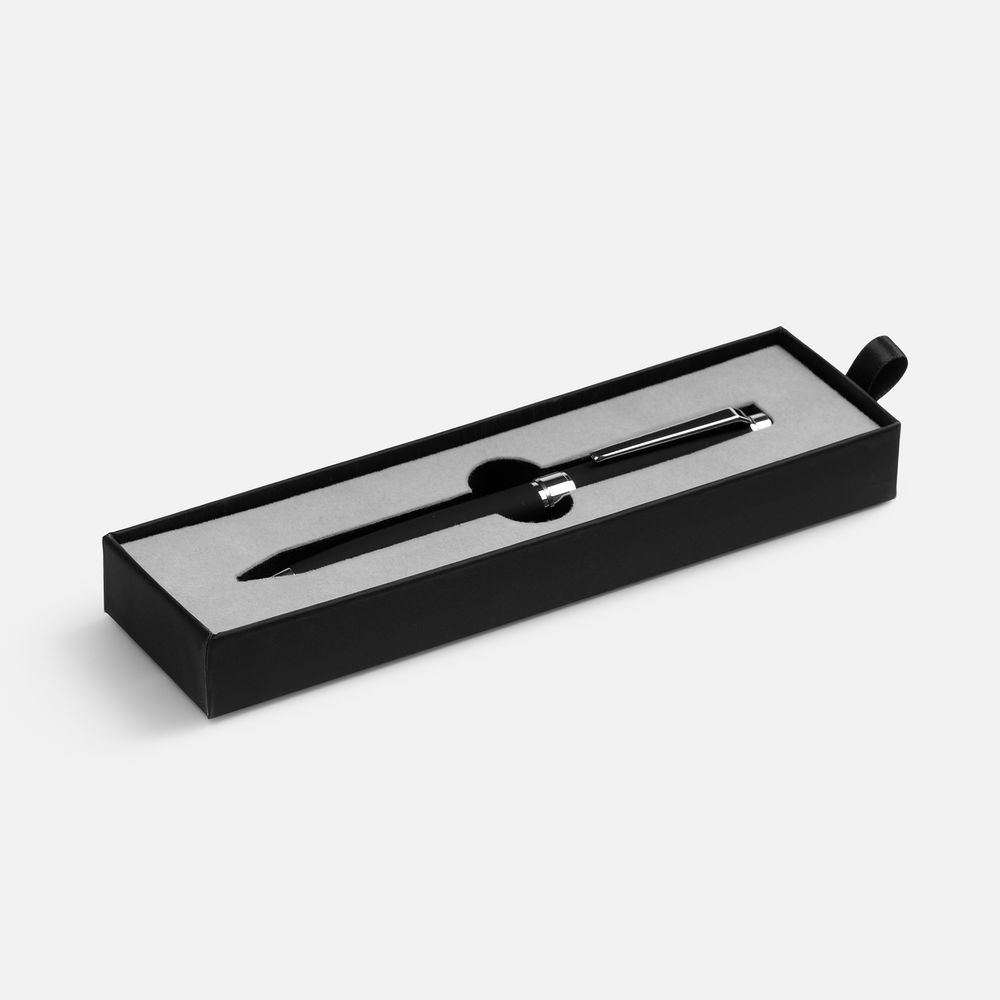 Ручка шариковая Broad Ring Soft Touch в футляре, черная-0