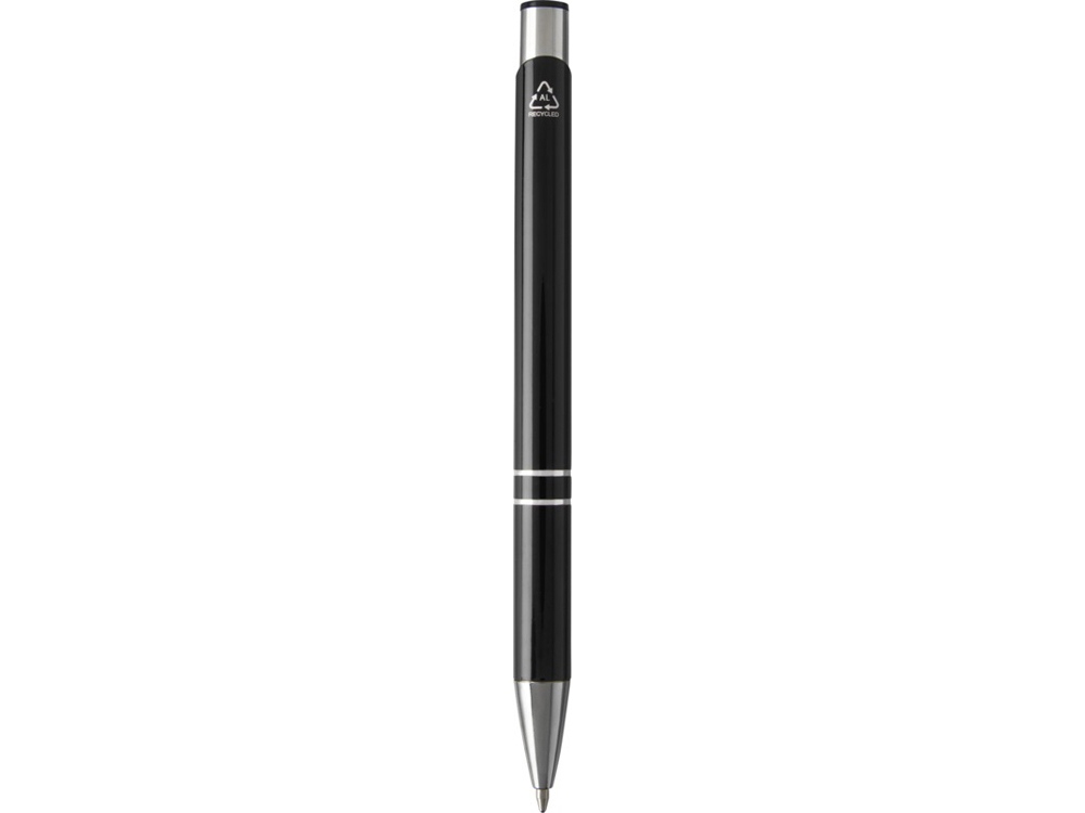 Шариковая ручка Moneta из переработанного алюминия (черные чернила) - Черный-1