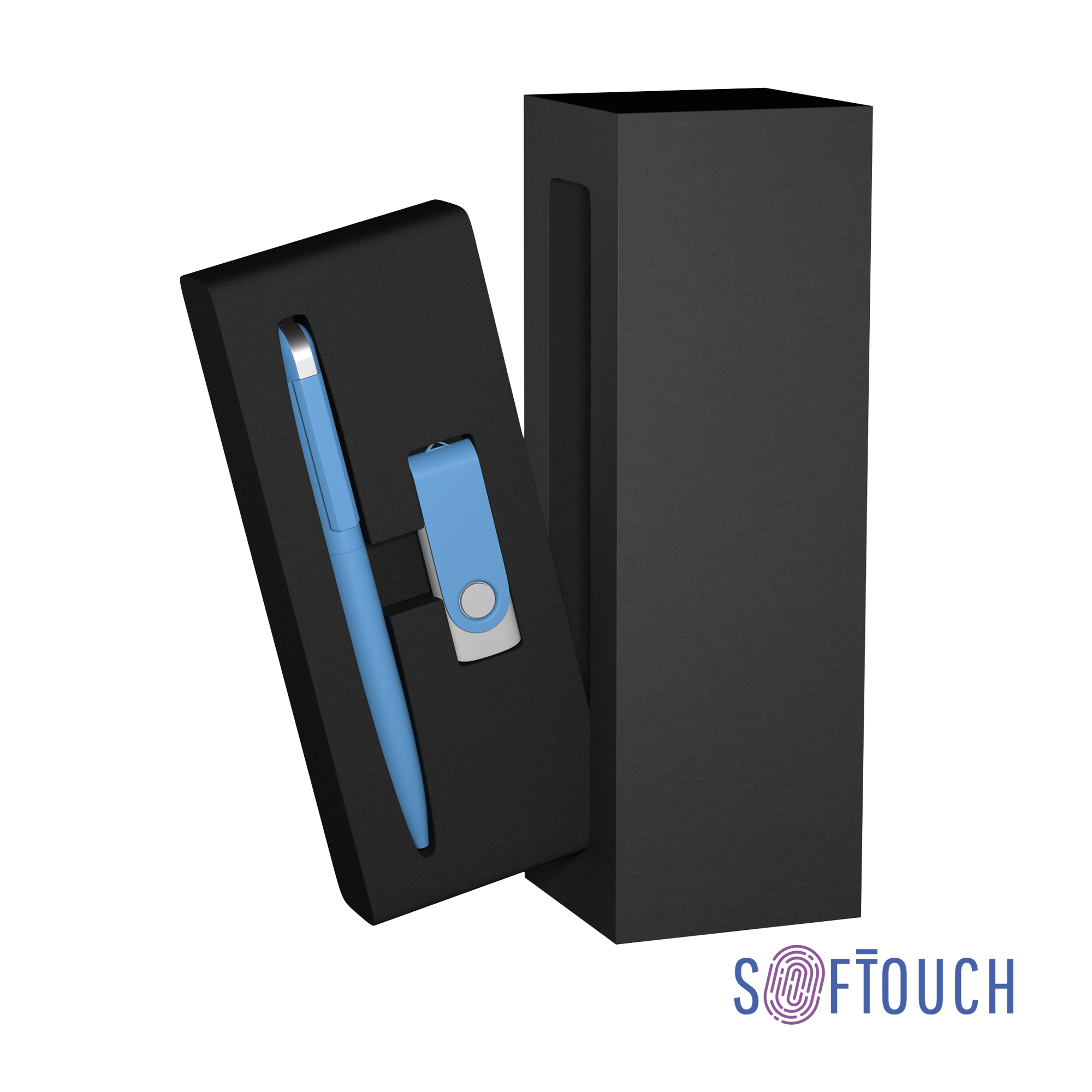 Набор ручка + флеш-карта 16 Гб в футляре, покрытие soft touch-0